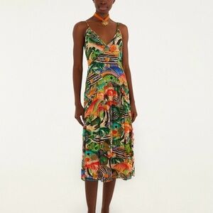 Farm Rio Multicolor fish sea midi dress - S